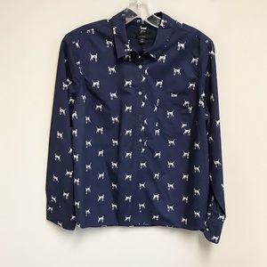 J. CREW Printed Popover shirt. Navy SZ 10